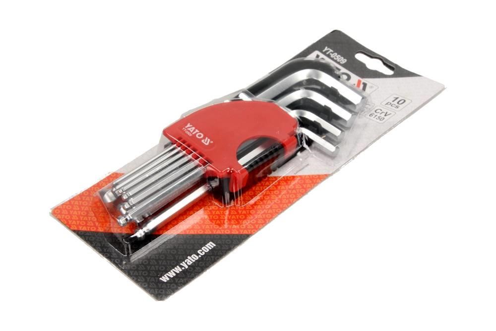YT0509 Yato Hex key set, ball-shaped end 2-12 mm, 10 pcs