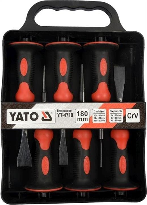 YT4710 Yato Set of chisels and punches with protector, (12x180, 16x180, 19x180)(3x180, 3x180, 4x180), 6pcs