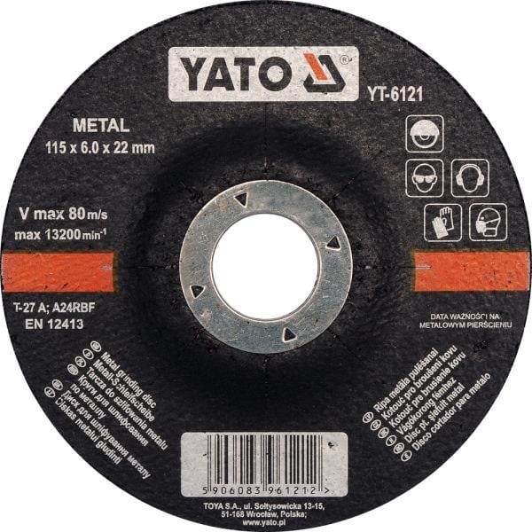 YT6121 Yato Grinding disc, for metal, 115x6.0 mm