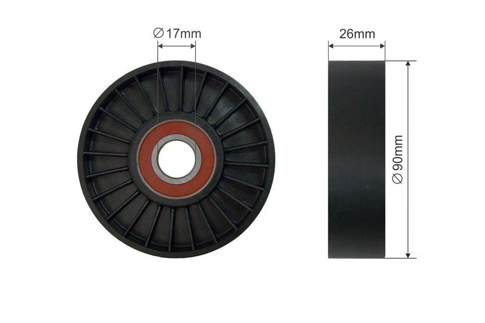 Guide pulley Dodge: RNKCH056 NTY Tensioner pulley, v-ribbed belt