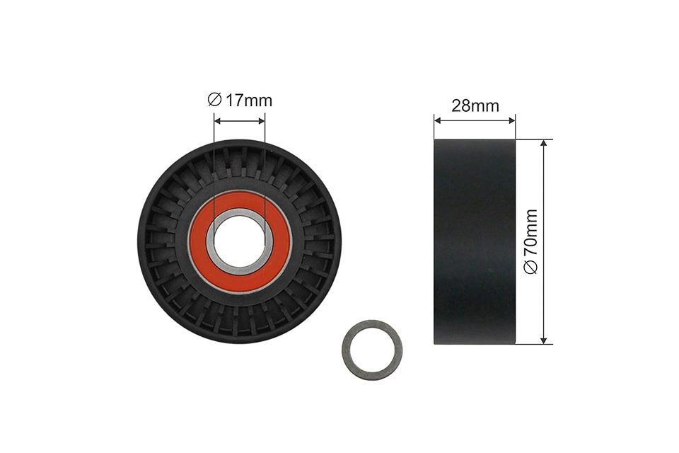RNKBM057 NTY Deflection/guide pulley, v-ribbed belt