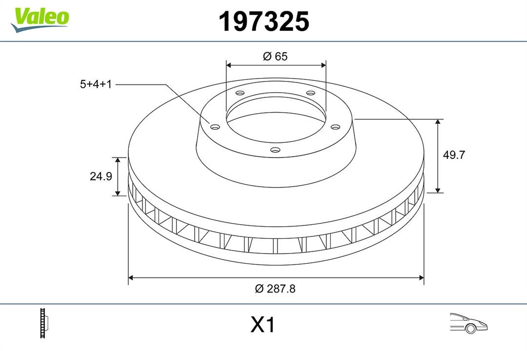 Front vented brake disc Valeo 197325