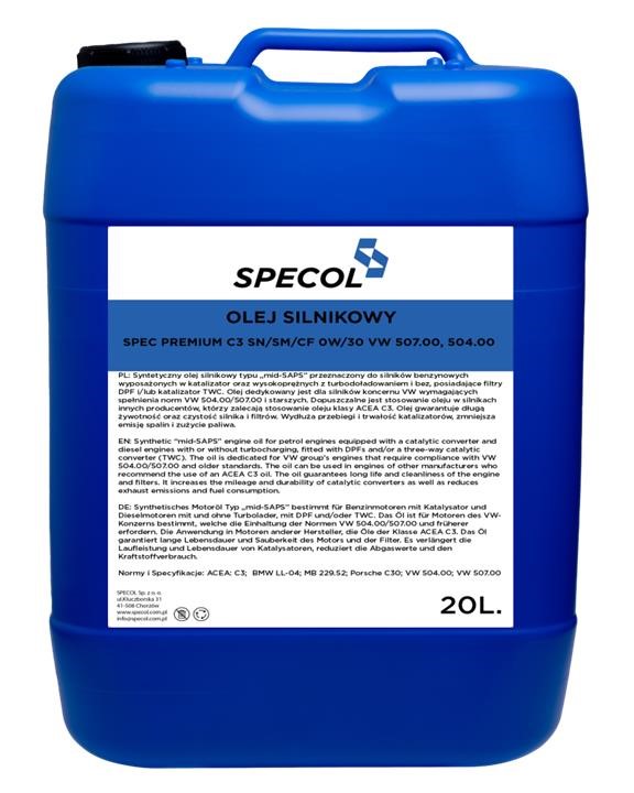 115853 Specol Engine oil SPECOL SPEC PREMIUM C3 0W-30, 20L