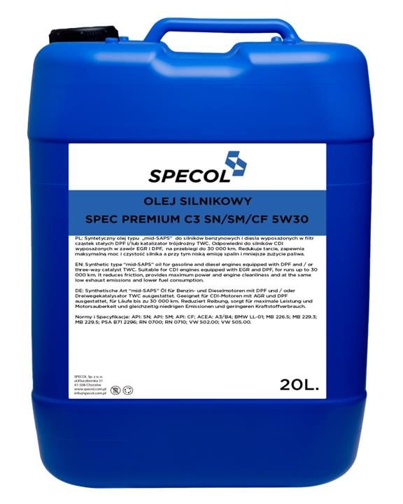 101954 Specol Engine oil SPECOL SPEC PREMIUM C3 5W-30, 20L