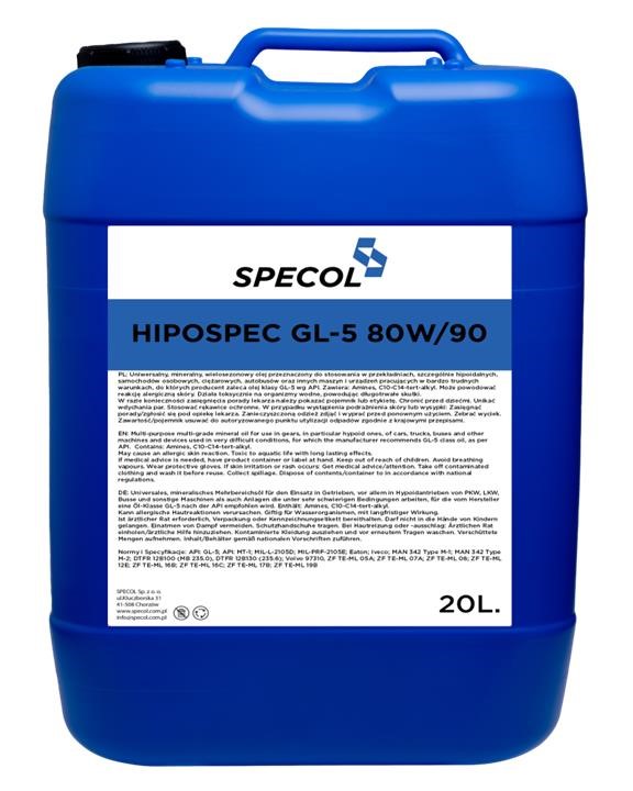 100955 Specol Transmission oil SPECOL HIPOSPEC GL4 80W-90, 20L