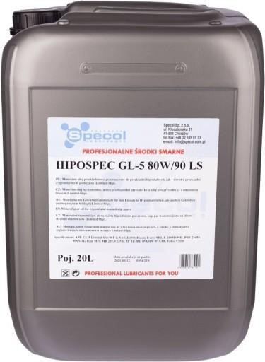 101036 Specol Transmission oil SPECOL HIPOSPEC LS GL5 80W-90, 20L