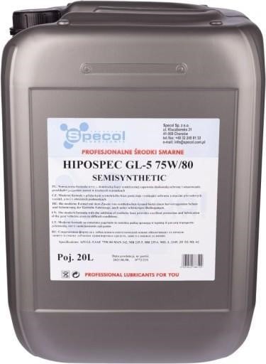 101000 Specol Transmission oil SPECOL HIPOSPEC SEMISYNT GL4/GL5 75W-80, 20L