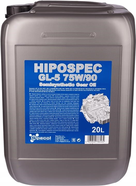 101009 Specol Transmission oil SPECOL HIPOSPEC SEMISYNT GL5 75W-90, 20L