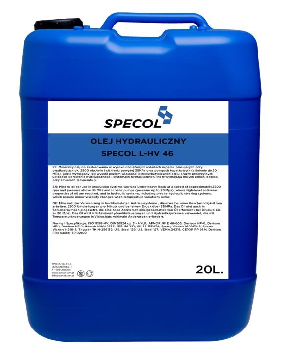 102584 Specol Hydraulic oil SPECOL L-HV 46, 20L