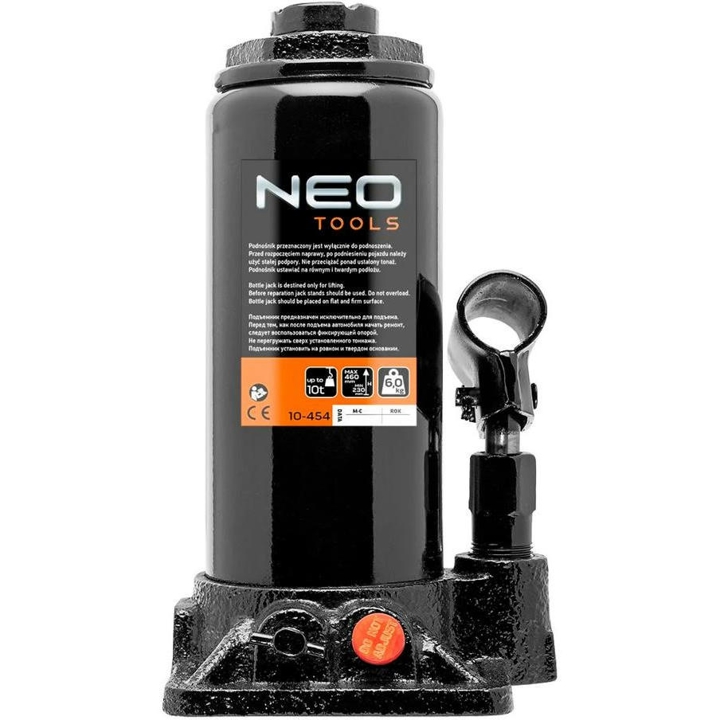 Jack, hydraulic bottle jack 10t, 230-456 mm Neo Tools 10-454
