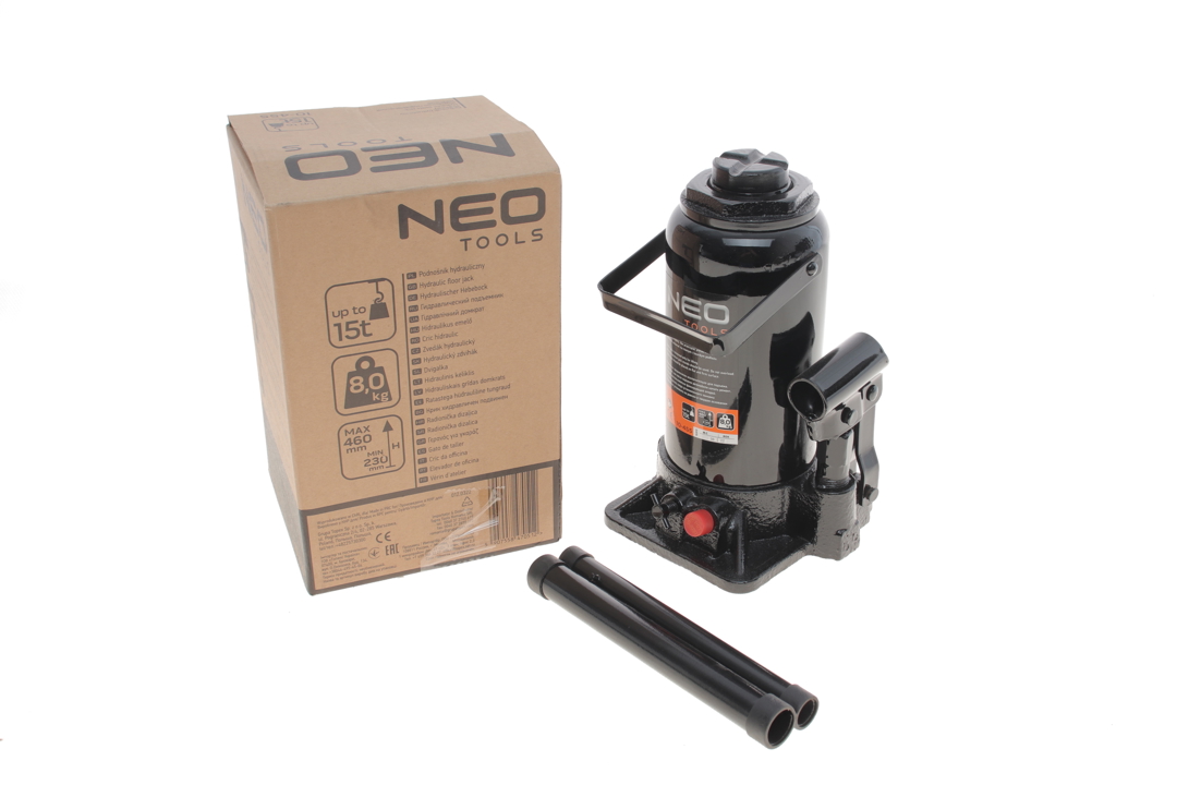 10455 Neo Tools Jack, hydraulic bottle jack 15t, 230-460 mm