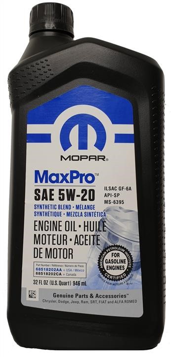 68518202AA Chrysler/Mopar Engine oil Chrysler/Mopar MaxPro 5W-20, 0,946L