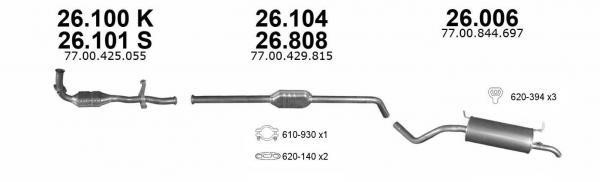 Central silencer Renault Megane: 26104 Izawit Central silencer