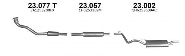 Rear exhaust silencer Volkswagen Vento: 23077 Izawit Box with front pipe