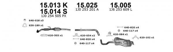 Rear silencer Seat Leon: 15014 Izawit Box with front pipe