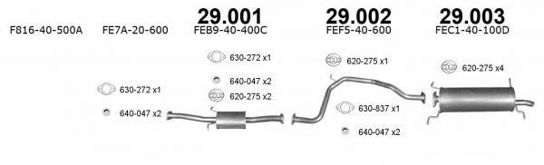 Exhaust middle box Mazda: 29001 Izawit Central silencer