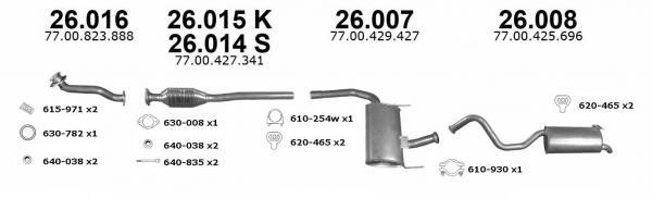 Rear exhaust silencer Renault Laguna: 26014 Izawit Box with front pipe