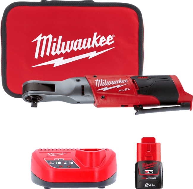 4933459798 Milwaukee Cordless angle impact wrench 3/8 inch MILWAUKEE, M12 FIR38-201B, 75Nm (+ charger, 1 battery, in bag)
