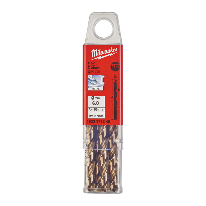 4932373345 Milwaukee HSS-CO metal drill 6.0mm (10 pcs)