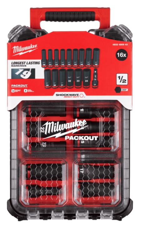 4932480943 Milwaukee Impact socket set, 1/2"