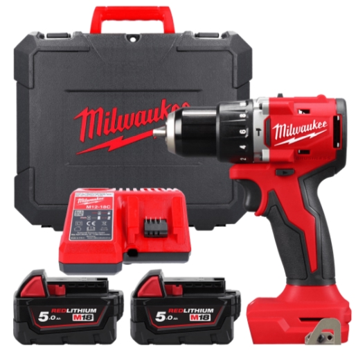 4933492826 Milwaukee Compact brushless impact drill M18 BLPDRC-502C, torque 60 Nm MILWAUKEE, (+ charger, 2 batteries, HD case)