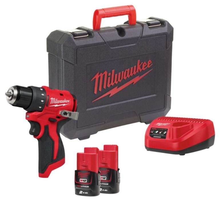 4933499686 Milwaukee Cordless drill-driver MILWAUKEE M12 BLDDRC-202C (40Nm) (Checkpoint + 2 batteries X2Ag + case)