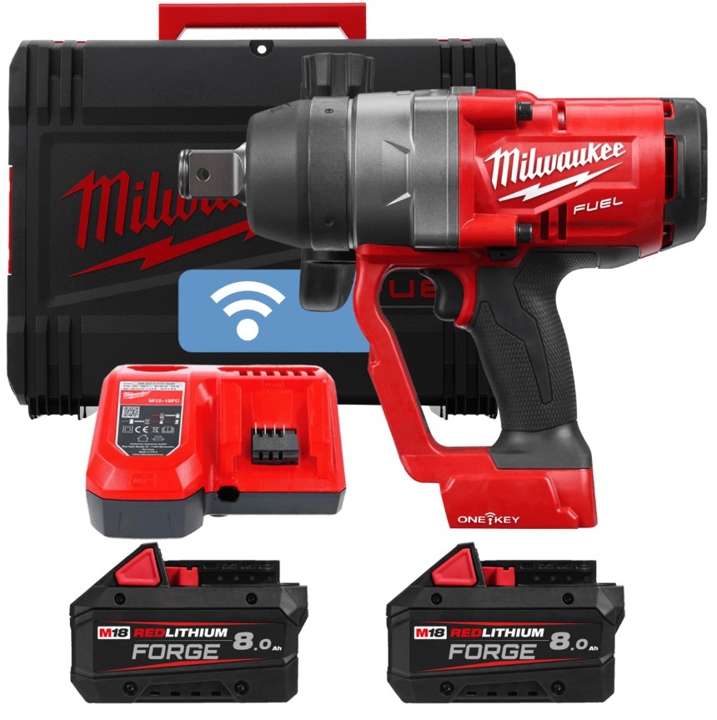 4933499254 Milwaukee Cordless impact wrench 1'' MILWAUKEE, M18 ONEFHIWF1-802X, 2400Nm (+ charger, 2 batteries X 8 Ah, HD case)