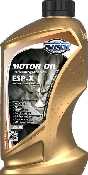 MPM Oil 05001ESPX Engine oil MPM Oil Premium Synthetic ESP-X 5W-30, 1L 05001ESPX 05001ESPX MPM Oil Engine oil MPM Oil Premium Synthetic ESP-X 5W-30, 1L