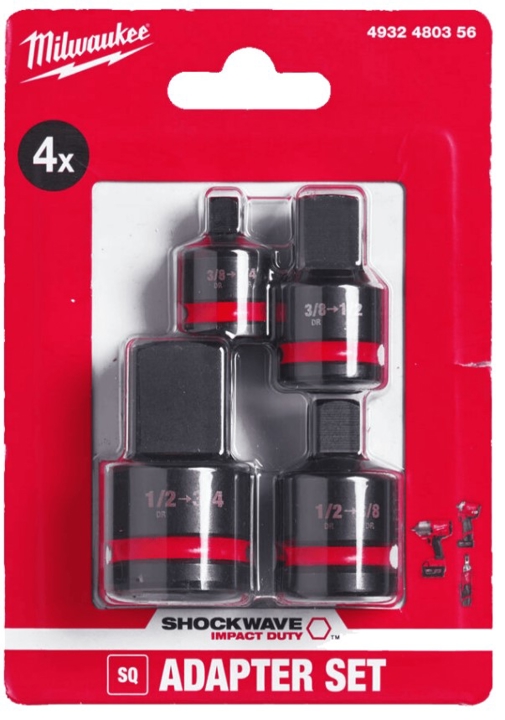 Set of adapters for heads 1/4-3/4 (4 items) MILWAUKEE Milwaukee 4932480356