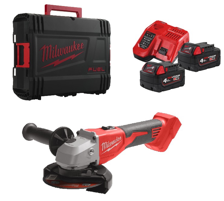 Cordless angle grinder MILWAUKEE, M18 BLSAG125X-402X, diameter 125 mm (+ charger, 2 batteries, HD case) Milwaukee 4933492644