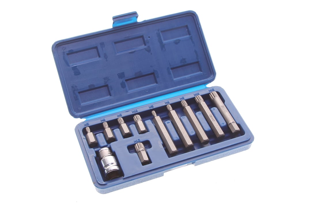 66770 Vorel Set of special bits M5, M6, M8, M10, M12, SPLINE in plastic box-11pcs