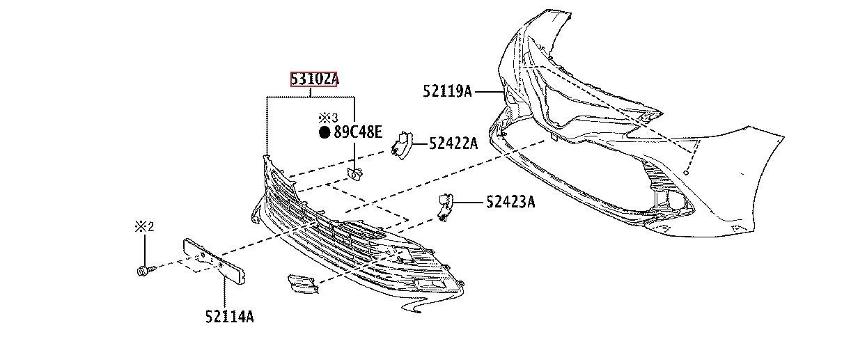 Bumper mesh Toyota Camry: 5310233290 Toyota Front bumper grill