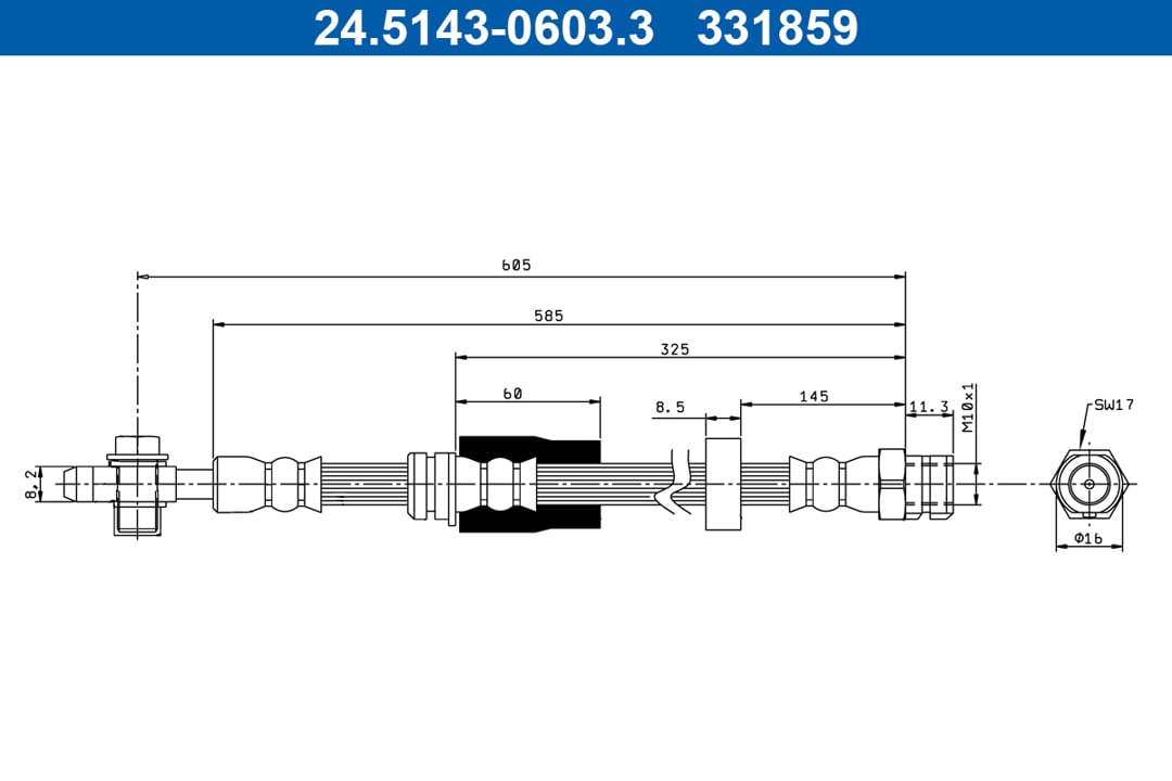 Flexible brake hose Volkswagen CC: 24514306033 Ate Brake Hose