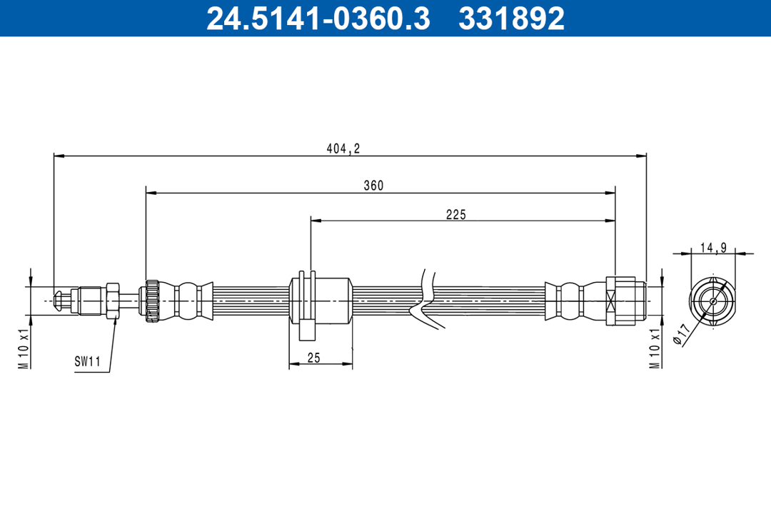 Flexible brake hose Mini Cooper: 24514103603 Ate Brake Hose