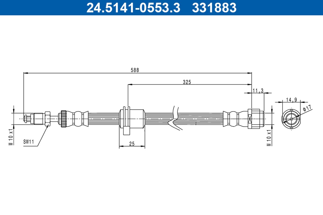 Flexible brake hose BMW i4: 24514105533 Ate Brake Hose
