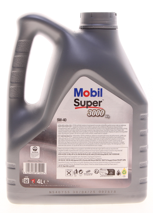 Engine oil MOBIL SUPER 3000 X1 5W-40, 4L Mobil MOBSUP3000X15W404L