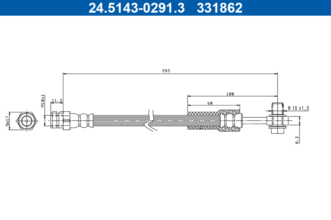 Flexible brake line Cupra: 24514302913 Ate Brake Hose