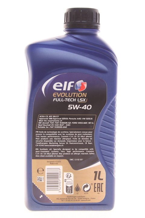Engine oil ELF EVOLUTION FULL-TECH LSX 5W-40, 1L Elf 5W40EVOFTLSX1L