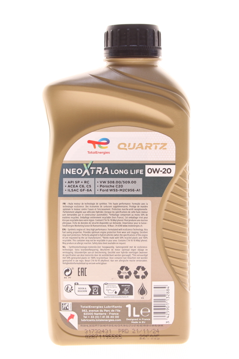 Engine oil Total QUARTZ INEO XTRA FIRST 0W-20, 1L Total 0W20QINEOXTRAF1L