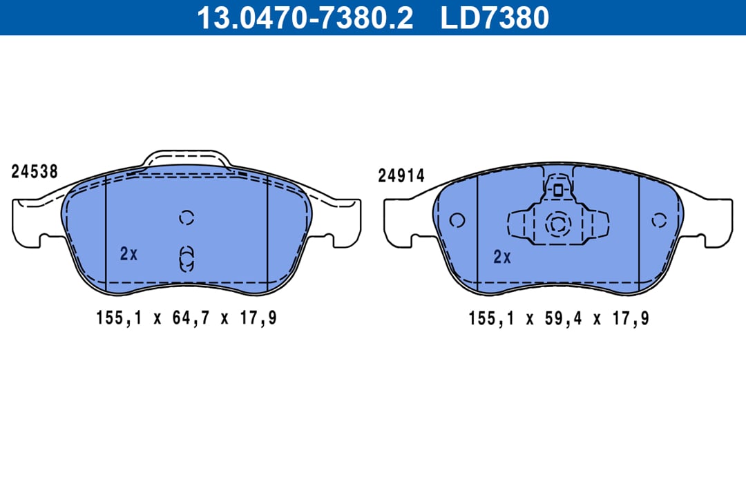 Brake pad Renault Dokker: 13047073802 Ate Brake Pad Set, disc brake