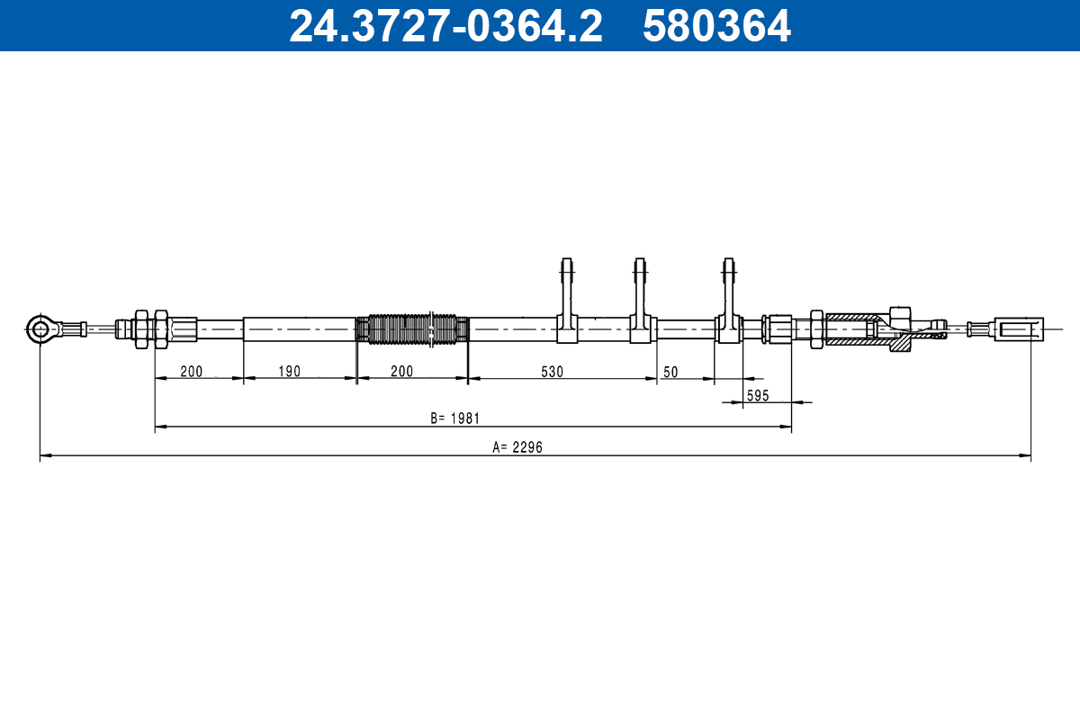 Emergency brake cable Fiat: 24372703642 Ate Hand brake cable
