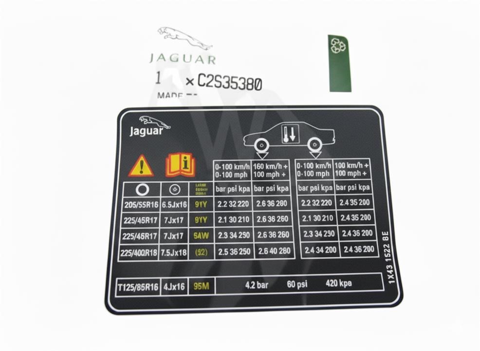 C2S35380 Jaguar Information plate