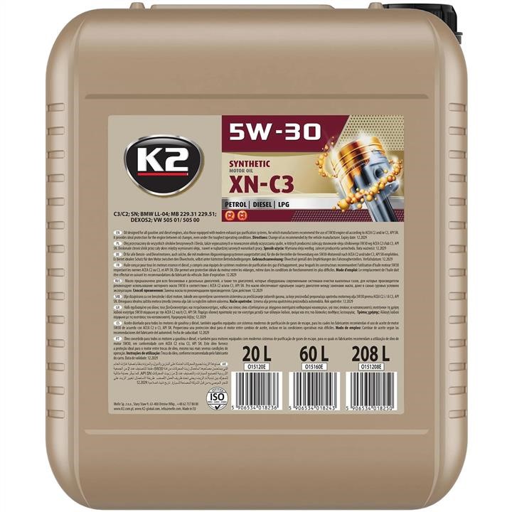 O15120E K2 Engine oil K2 SYNTHETIC OIL XN-C3 5W-30, 20L