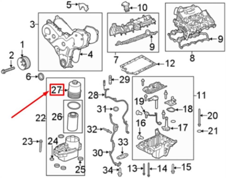 Oil filter cover Land Rover LR013147