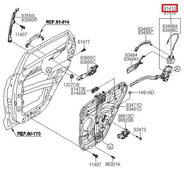 81410D7010 Hyundai/Kia Rear left door lock