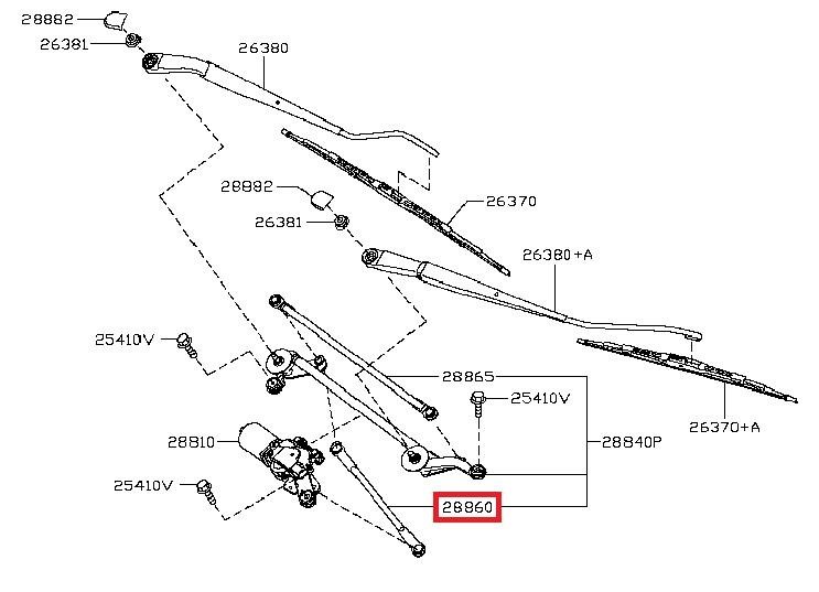 28841BJ10A Nissan Wiper trapezoid link