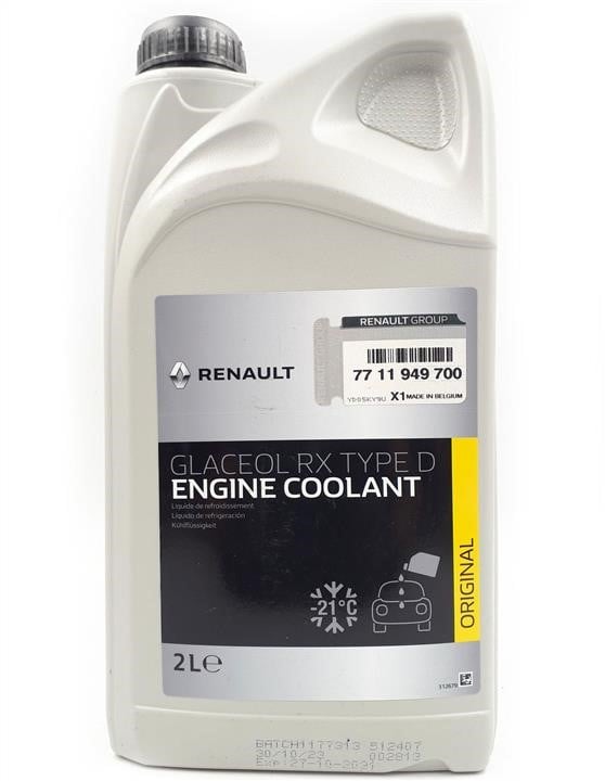 7711949700 Renault Antifreeze Renault Glaceol RX Type D G11 Green -21°C, 2 L