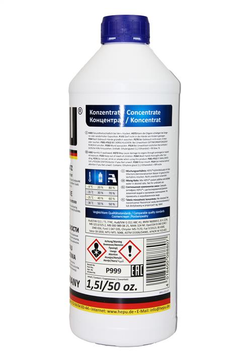 Antifreeze HEPU G11 blue, concentrate, 1.5l Hepu P999