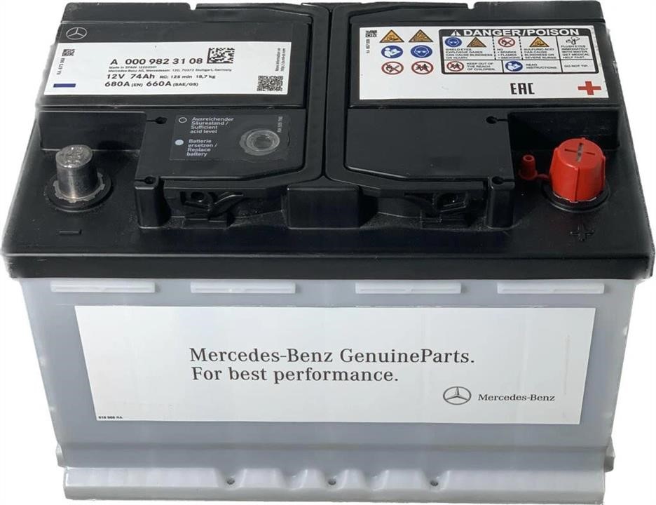 A000982310826 Mercedes Rechargeable battery Mercedes 12V 74Ah 680A(EN) R+