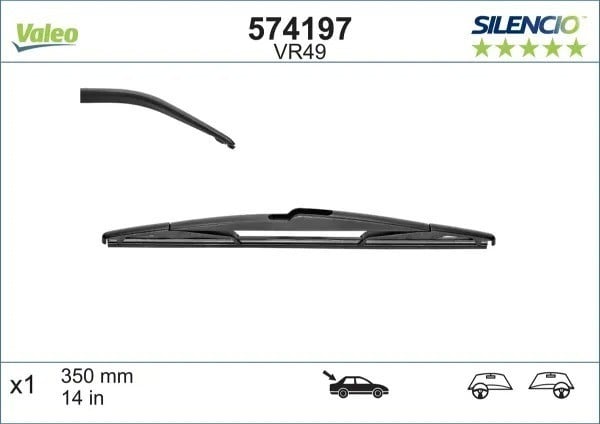 Wiper Blade Frame Rear Valeo Silencio Rear 350 mm (14") Valeo 574197
